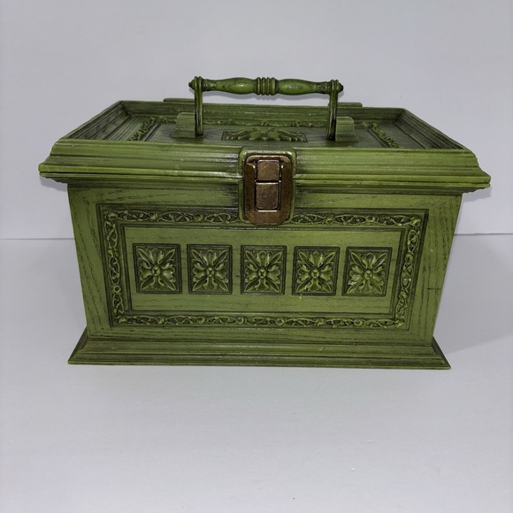 Other - Max Klein Sewing Box Avocado Green SC 1280 Case With Tray And Handle Vintage